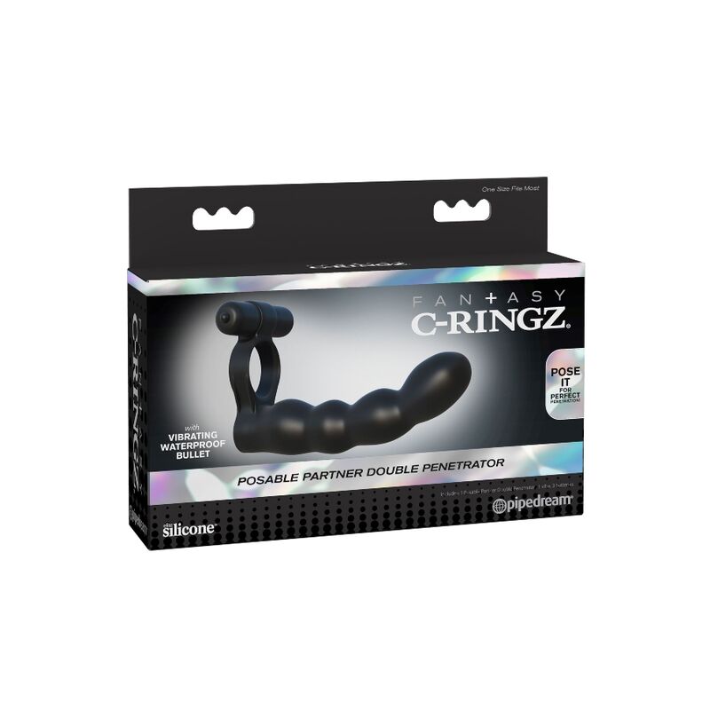 Anello Doppio Penetratore Posabile in Silicone con Anello Vibrante Stimolatore da FANTASY C-RINGZ per Piacere Extra