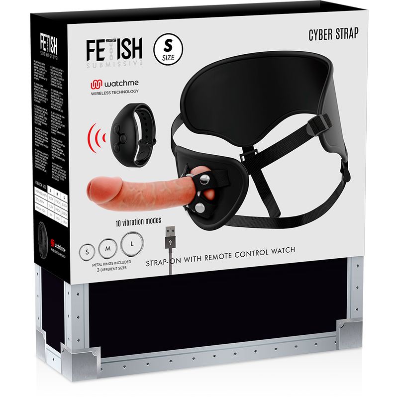 Fetish Submissive Cyber ​​Strap - Harness With Remote Control Dildo Technology Watchme S