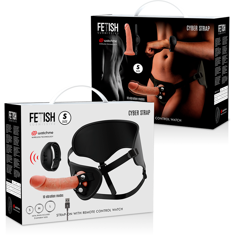 Fetish Submissive Cyber ​​Strap - Harness With Remote Control Dildo Technology Watchme S