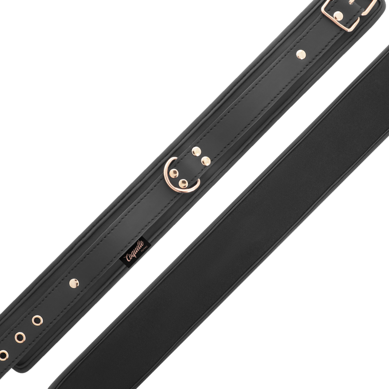 Collare BDSM in pelle vegana con O-Ring e catena oro ideale per giochi di sottomissione Coquette Fantasy