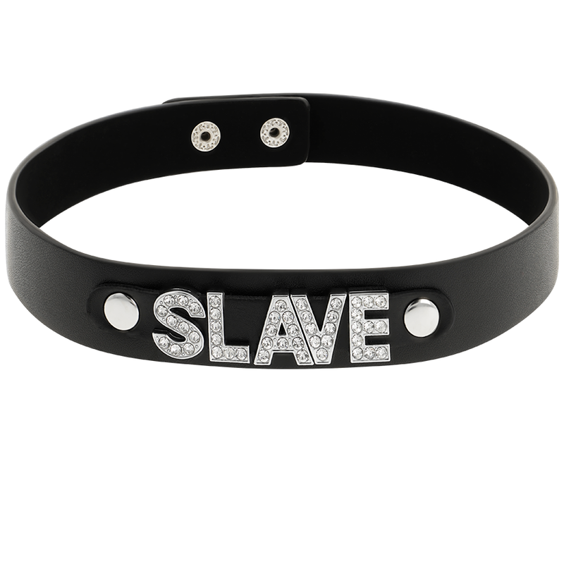 Girocollo Collare In Pelle Vegana Con Decoro Scritta Slave Coquette Chic