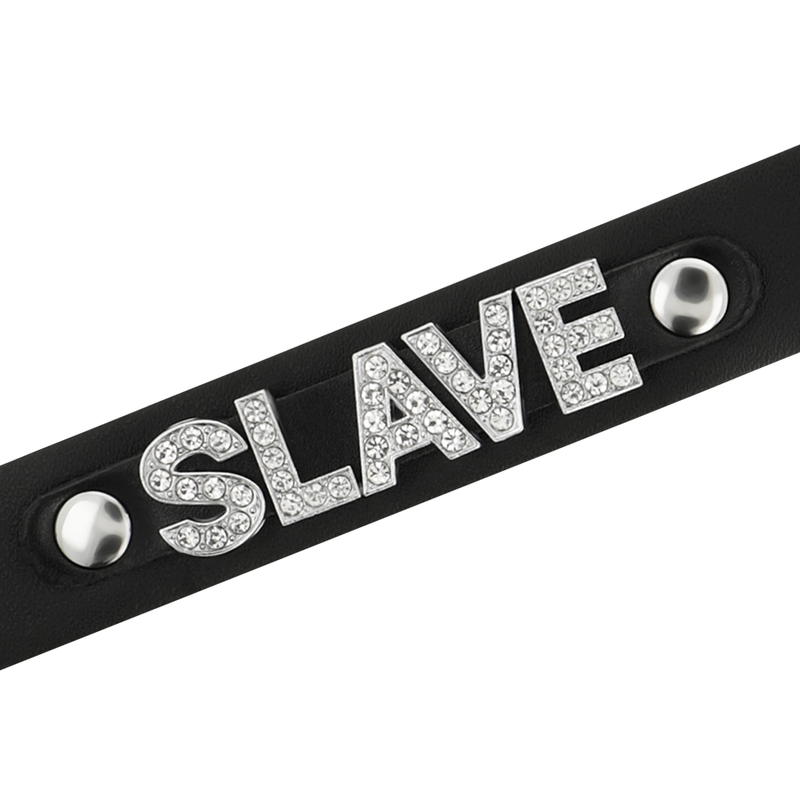 Girocollo Collare In Pelle Vegana Con Decoro Scritta Slave Coquette Chic