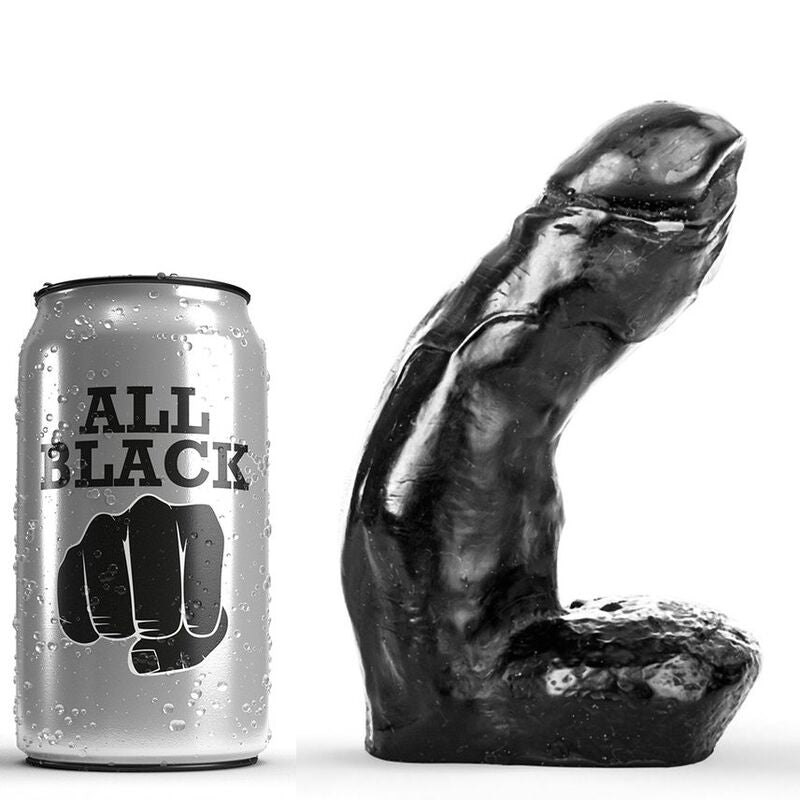 Dildo Fallo Nero Curvo Con Testicoli Stimolanti 15Cm All Black