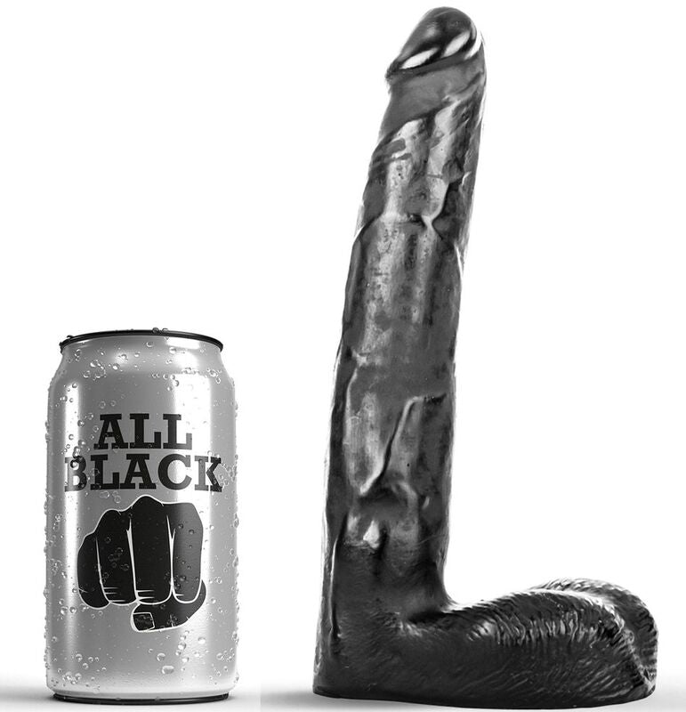 Dildo Fallo Realistico Con Venature Nero Con Testicoli 21Cm All Black