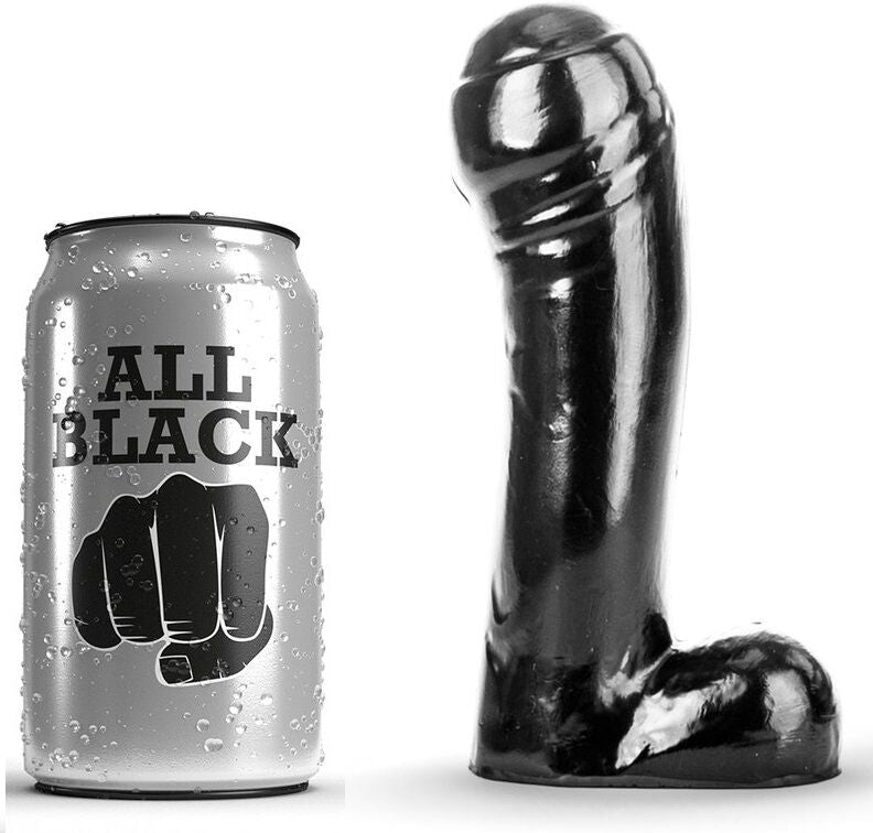 Dildo Fallo Nero Semichiuso Con Grande Glande Testicoli E Ventosa 15Cm All Black