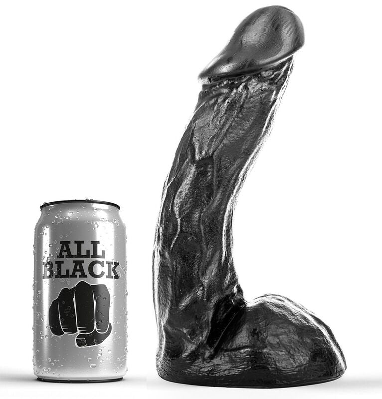 Gode ​​Phallus Réaliste Noir Avec Veines Testiculaires Et Ventouse 23cm Tout Noir