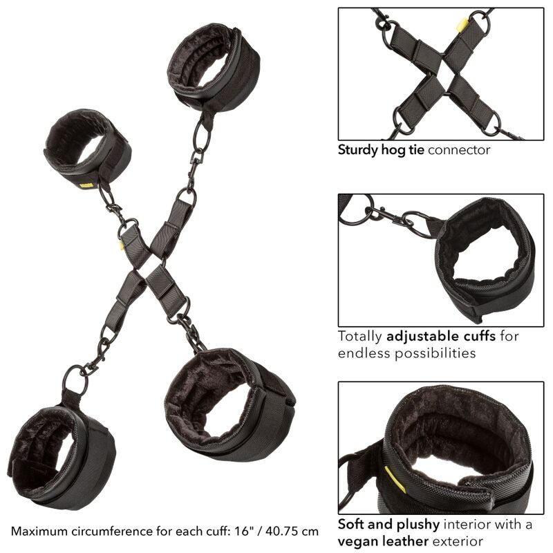 Imbracatura costrittiva polsi caviglie imbottita regolabile 4 punti fissaggio comfort bdsm california exotics