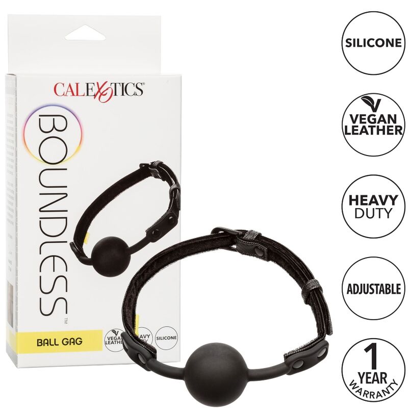 Morso ball gag nero in silicone fibbia in pelle vegana regolabile bondage bdsm sicuro e resistente california exotics