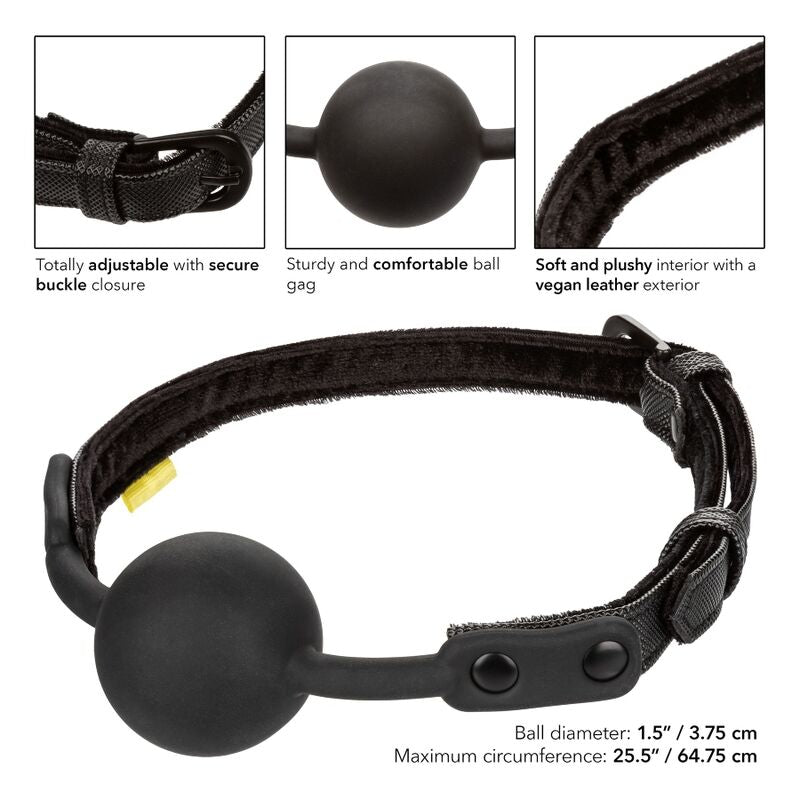 Morso ball gag nero in silicone fibbia in pelle vegana regolabile bondage bdsm sicuro e resistente california exotics