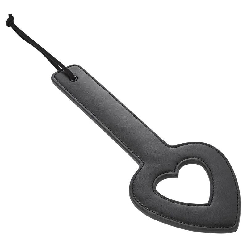Paddle frustino in pelle nera a forma di cuore per giochi bondage sensoriali con impugnatura robusta sex mischievous latex sex mischief
