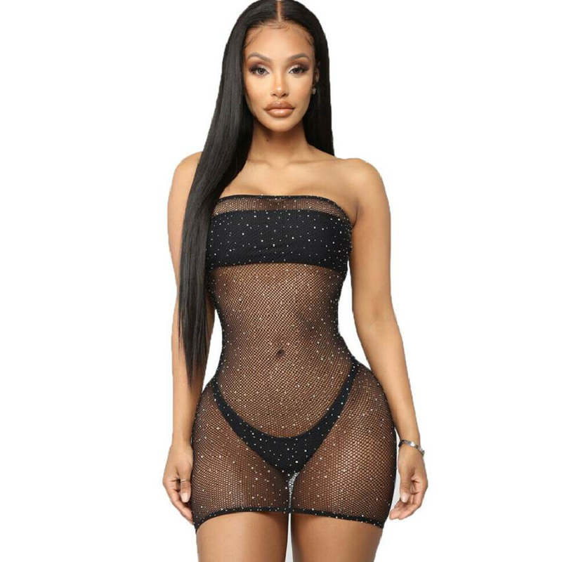 Queen Lingerie - Robe Body en Maille avec Diamants S/L