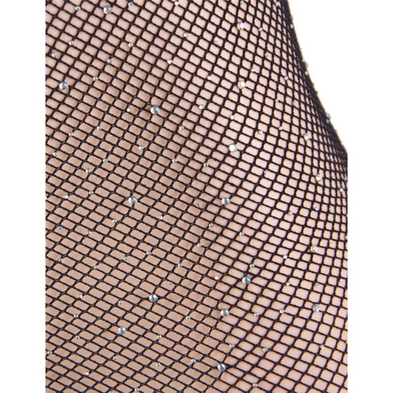 Abito sexy bodystocking a rete con punti luce in strass materiale elastico design sensuale trasparente Queen Lingerie