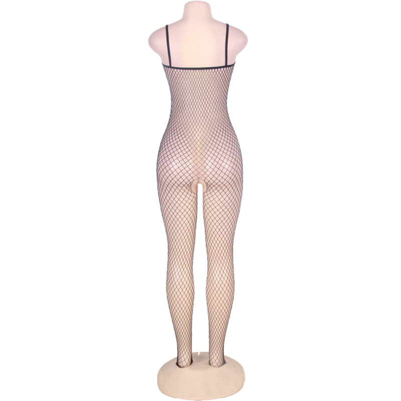 Bodystocking sexy in pizzo trasparente con scollo a fiocchi e spalle aperte design esclusivo queen lingerie