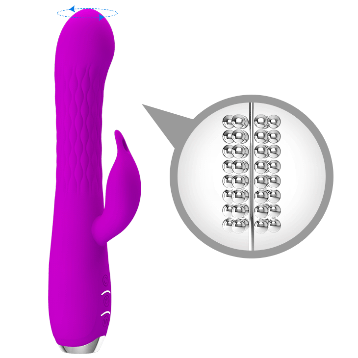 Vibratore rabbit rotante silicone morbido impermeabile 12 modalità vibrazione ricaricabile Pretty Love