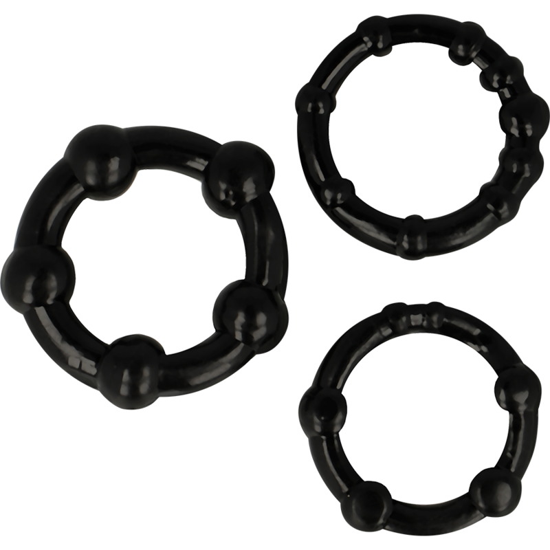 Set 3 anelli in silicone per pene e testicoli aumento potenza e durata erezioni senza parabeni ftalati Ohmama