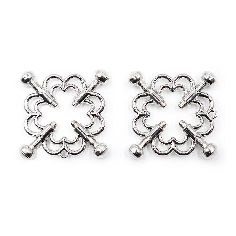 Pinze morsetti per capezzoli forma a fiore in metallo con 4 viti per regolazione pressione ohmama