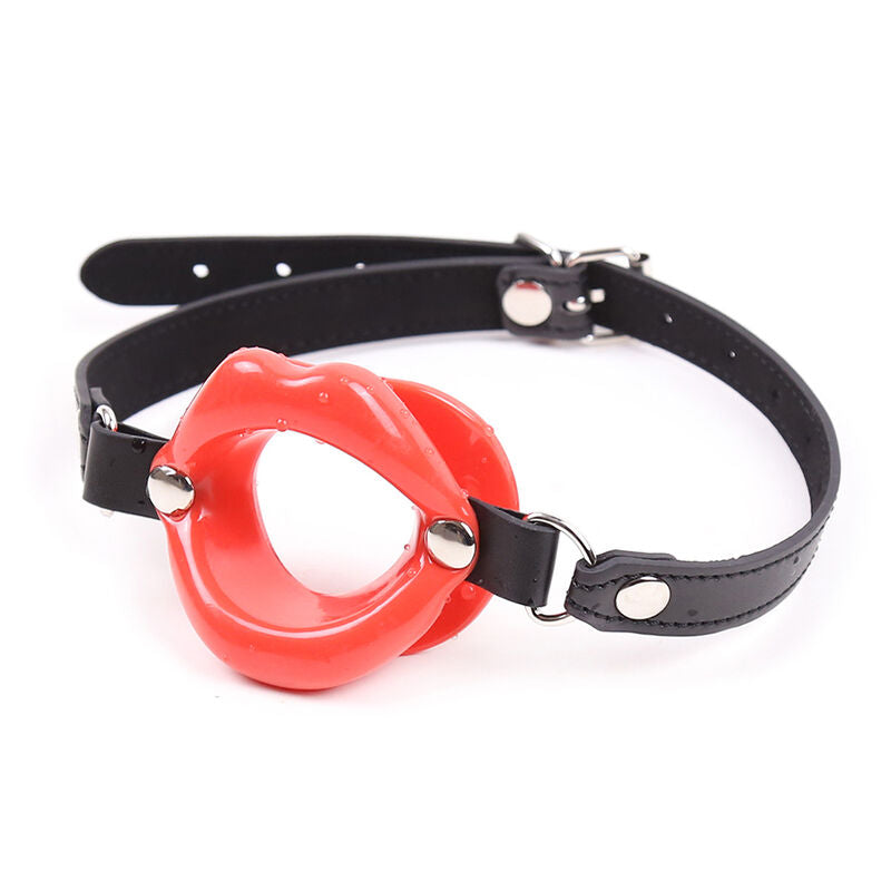 morso bavaglio costrittivo con bocca rossa regolabile senza ftalati per bondage fetish materiale sicuro ohmama fetish