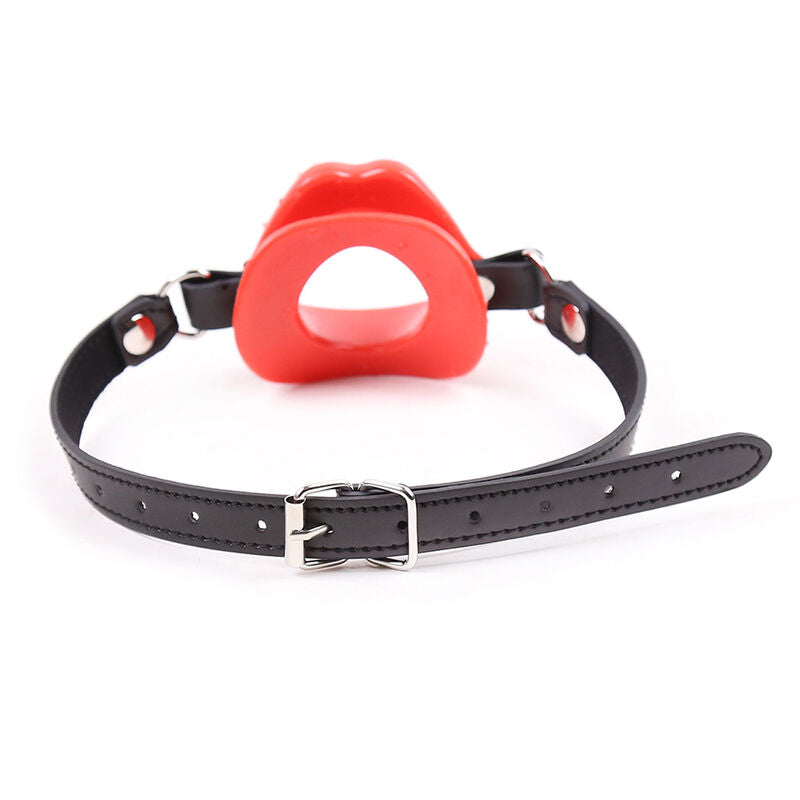 morso bavaglio costrittivo con bocca rossa regolabile senza ftalati per bondage fetish materiale sicuro ohmama fetish