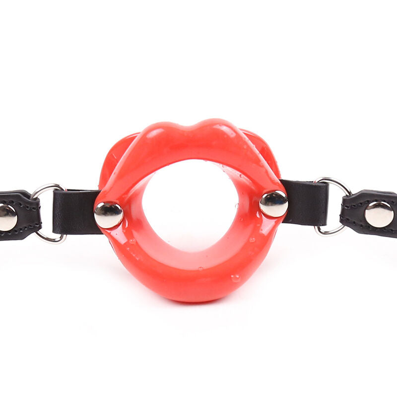 morso bavaglio costrittivo con bocca rossa regolabile senza ftalati per bondage fetish materiale sicuro ohmama fetish