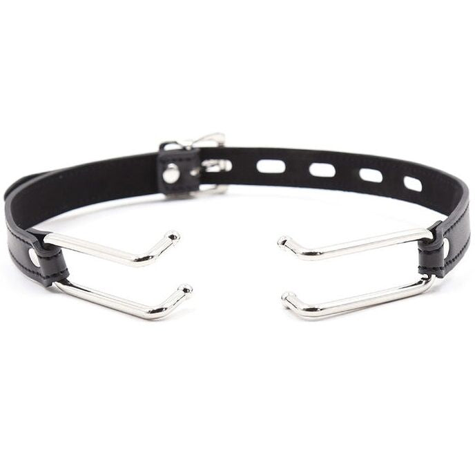 Morso bavaglio constrittivo con ganci metallici per apertura guance regolabile fetish bondage ohmama 
