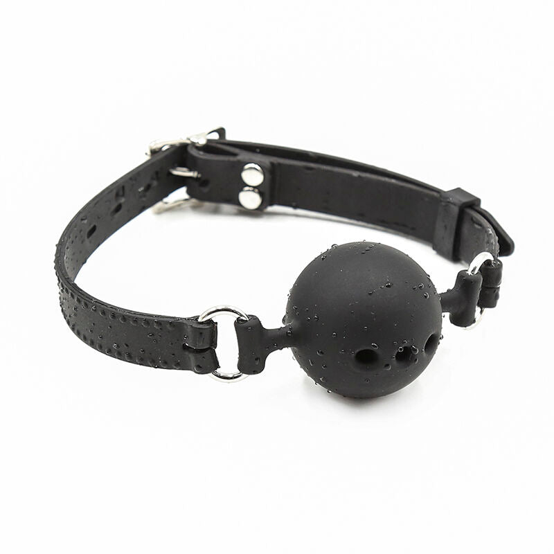 Ohmama Adjustable Leather Constrictive Bite Gag With Breathable Ball Fetish Bondage