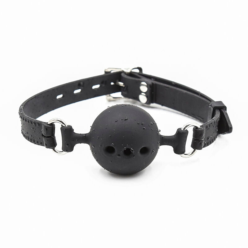 Ohmama Adjustable Leather Constrictive Bite Gag With Breathable Ball Fetish Bondage