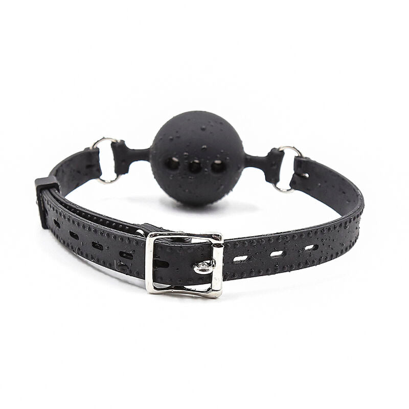Ohmama Adjustable Leather Constrictive Bite Gag With Breathable Ball Fetish Bondage