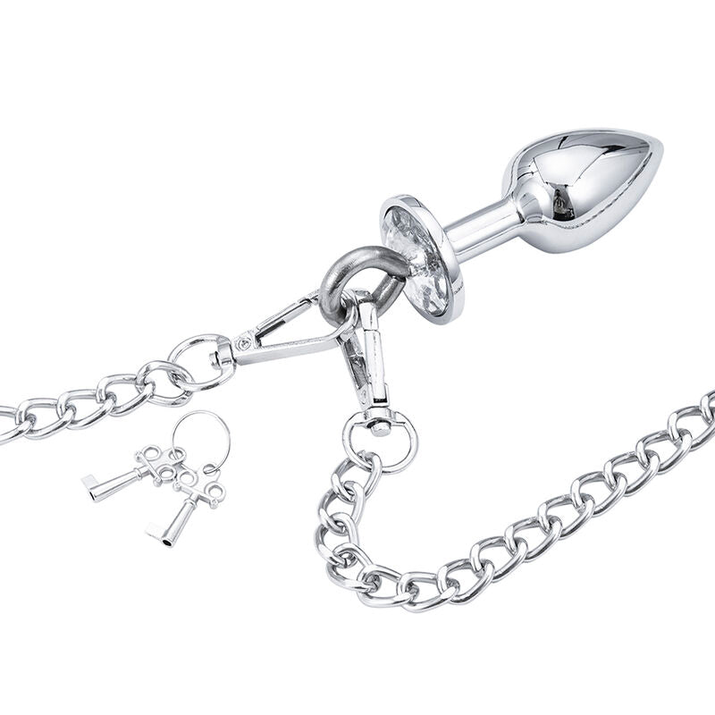 Plug Anale In Metallo Con Due Catene Con Manette Costrizione Anale Ohmama Fetish Bdsm