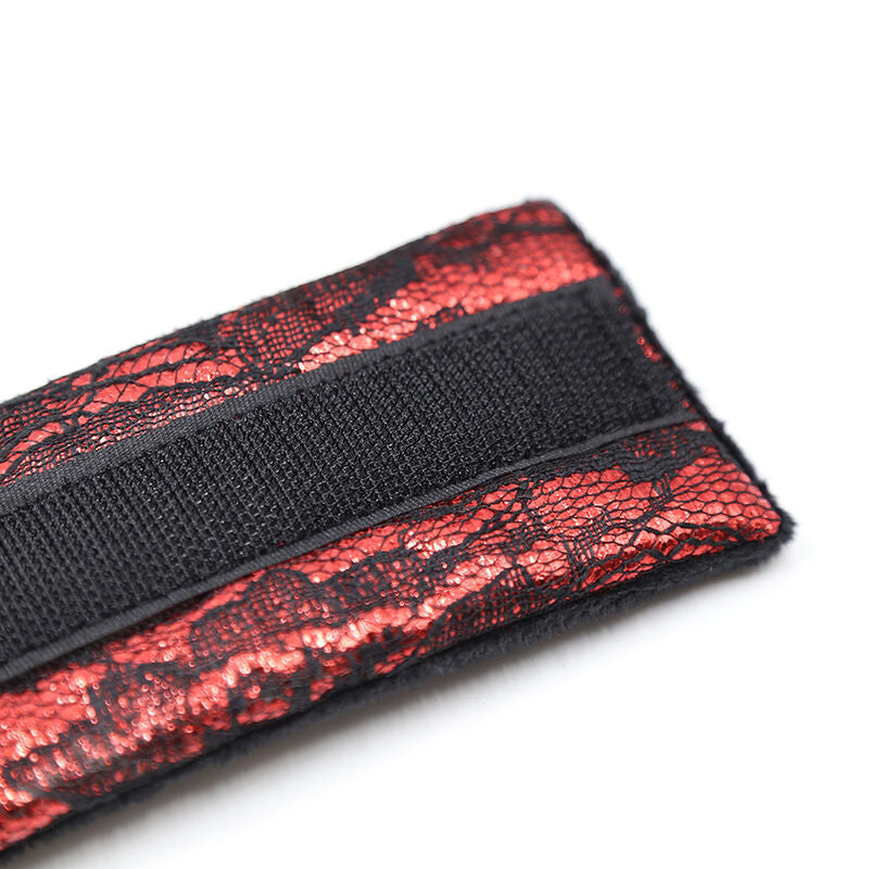 Menottes Poignets De Contrainte En Velours Rouge Noir Avec Mousqueton Et Chaîne Fetish Bdsm Ohmama