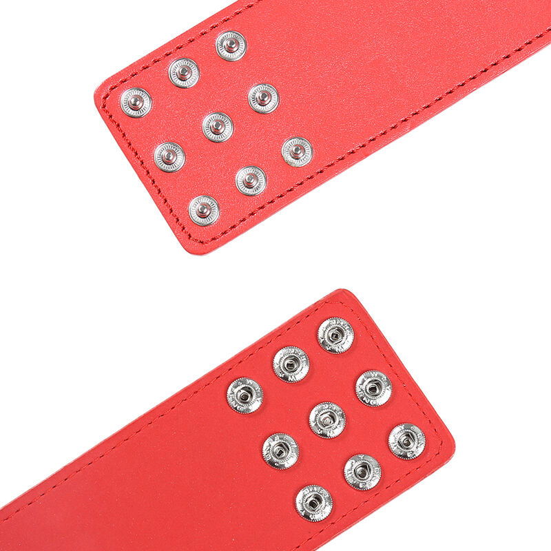 Menottes De Contraintes En Cuir Rouge Et Studs Avec Mousqueton Et Chaîne Fetish Bdsm Ohmama