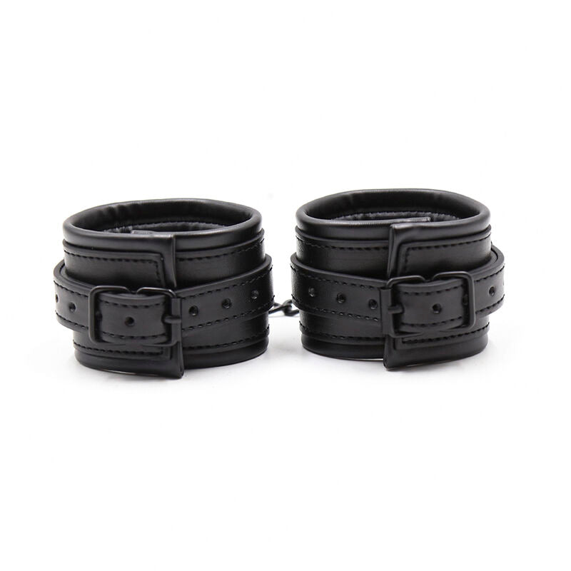 Manette Polsiere A Bracciale In Pelle Nera Con Fibia Regolabile E Ganci Di Trazione Bdsm Bondage