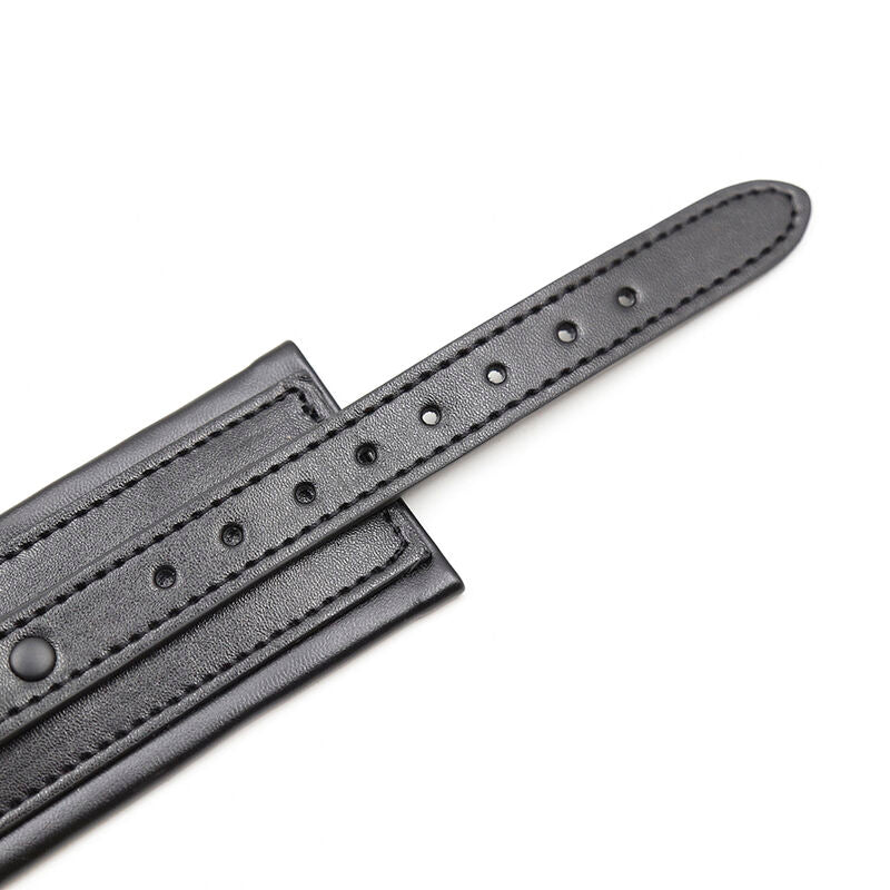 Manette Polsiere A Bracciale In Pelle Nera Con Fibia Regolabile E Ganci Di Trazione Bdsm Bondage