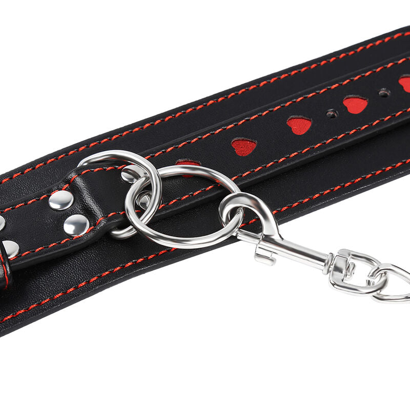 Polsini Manette In Pelle Nera Da Costrizione Con Fibia Di Regolazione E Catenella Con Moschettoni Bdsm Fetish Ohmama