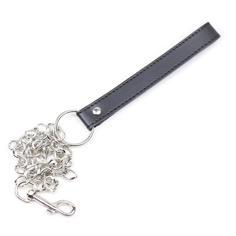 Collier de Soumission en Cuir Ajustable avec Boucle 3 Anneaux de Traction avec Laisse Fétiche Bdsm Ohmama