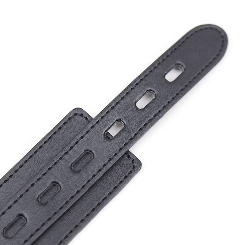 Collier de Soumission en Cuir Ajustable avec Boucle 3 Anneaux de Traction avec Laisse Fétiche Bdsm Ohmama