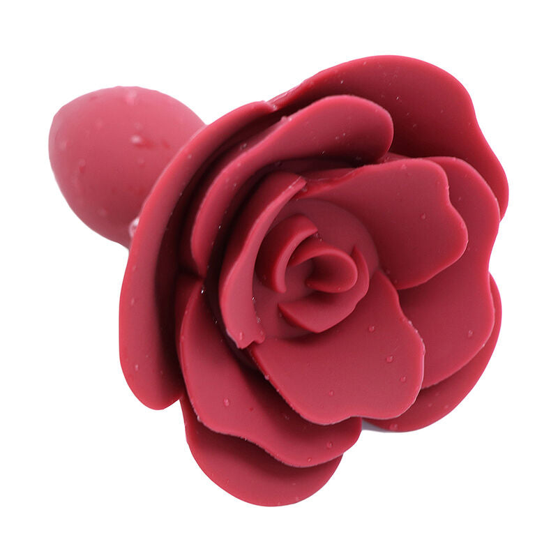 Plug anal en silicone Fetish Ohmama avec tête de rose rouge