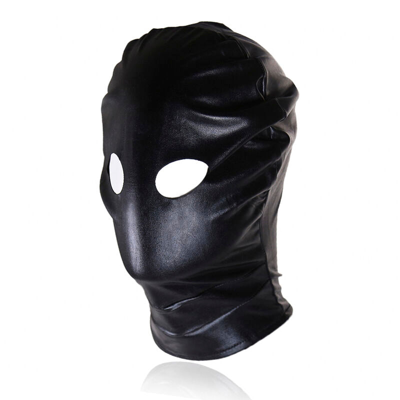 Cappuccio passamontagna fetish con apertura occhi e zip nuca realizzato in poliestere poliuretano pvc Ohmama Fetish