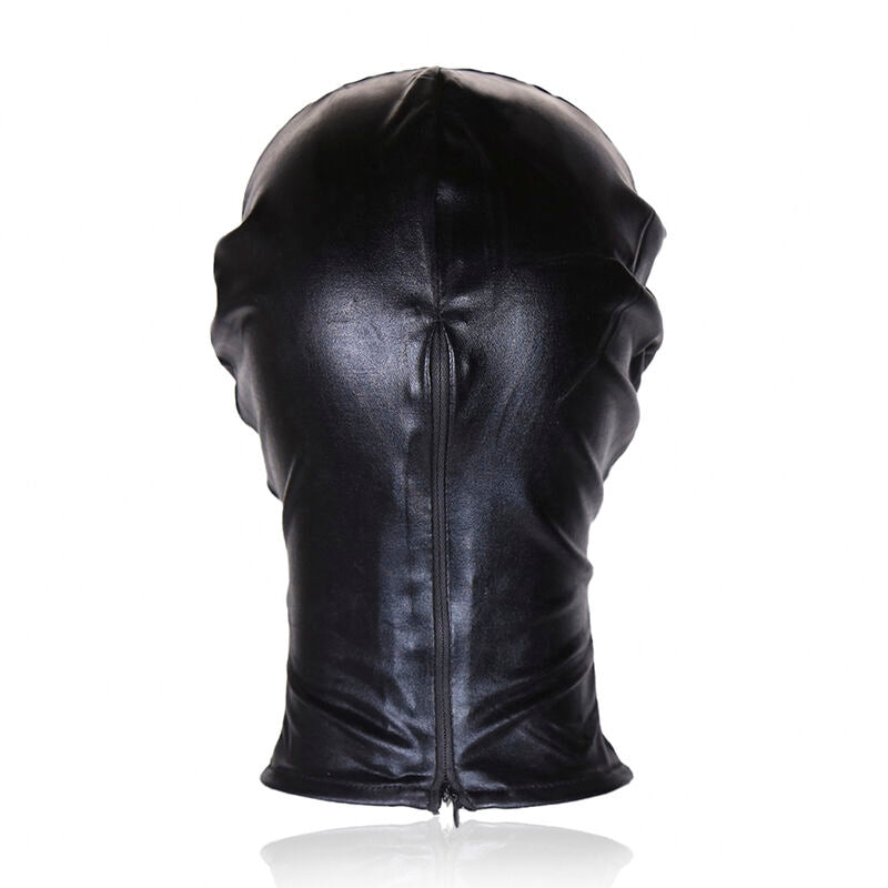 Cappuccio passamontagna fetish con apertura occhi e zip nuca realizzato in poliestere poliuretano pvc Ohmama Fetish
