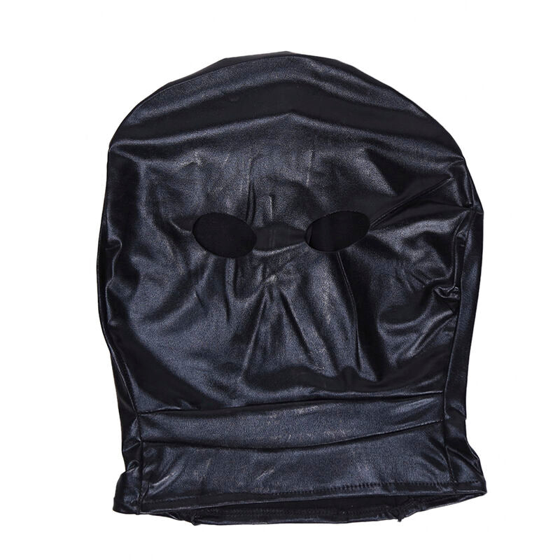 Cappuccio passamontagna fetish con apertura occhi e zip nuca realizzato in poliestere poliuretano pvc Ohmama Fetish