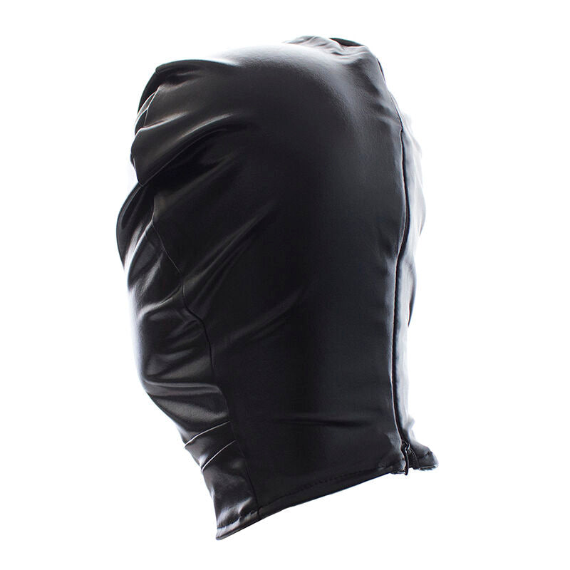Cappuccio passamontagna fetish con zip nuca e bocca aperta chiusa occhi coperti poliestere pvc poliuretano ohmama fetish
