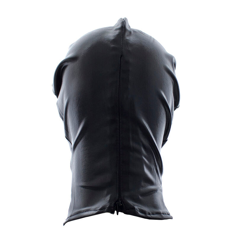 Cappuccio passamontagna fetish con zip nuca e bocca aperta chiusa occhi coperti poliestere pvc poliuretano ohmama fetish