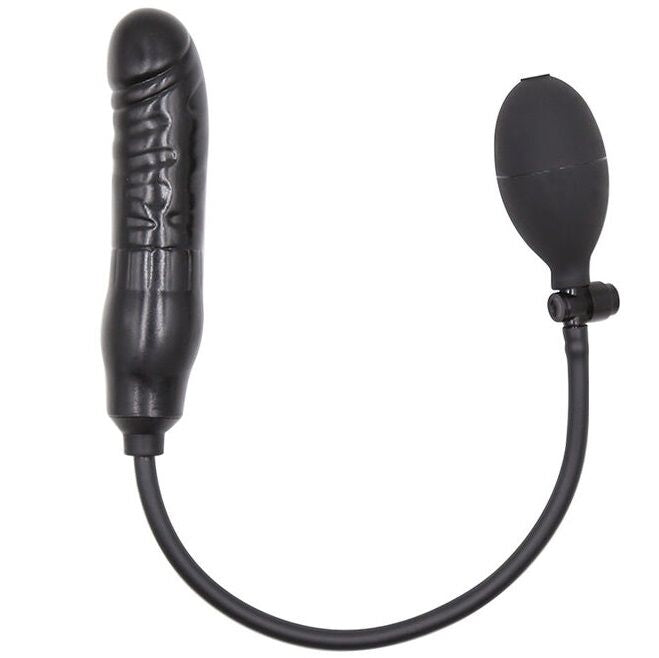 Dildo anale nero in lattice con pompetta manuale di ingrandimento plug 15,4cm ohmama