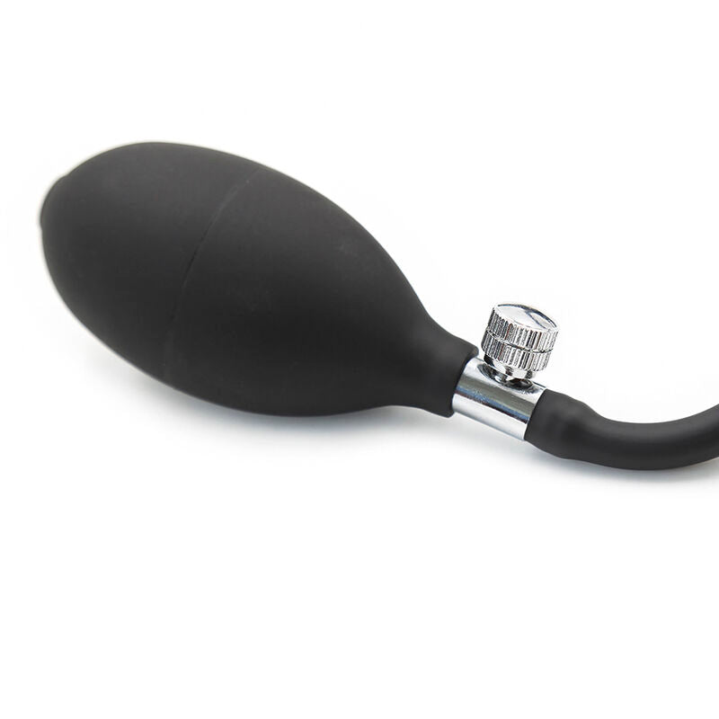 Dildo anale gonfiabile in silicone nero anallergico con pompetta manuale ingrossamento plug 15,4 cm Ohmama Stimulating
