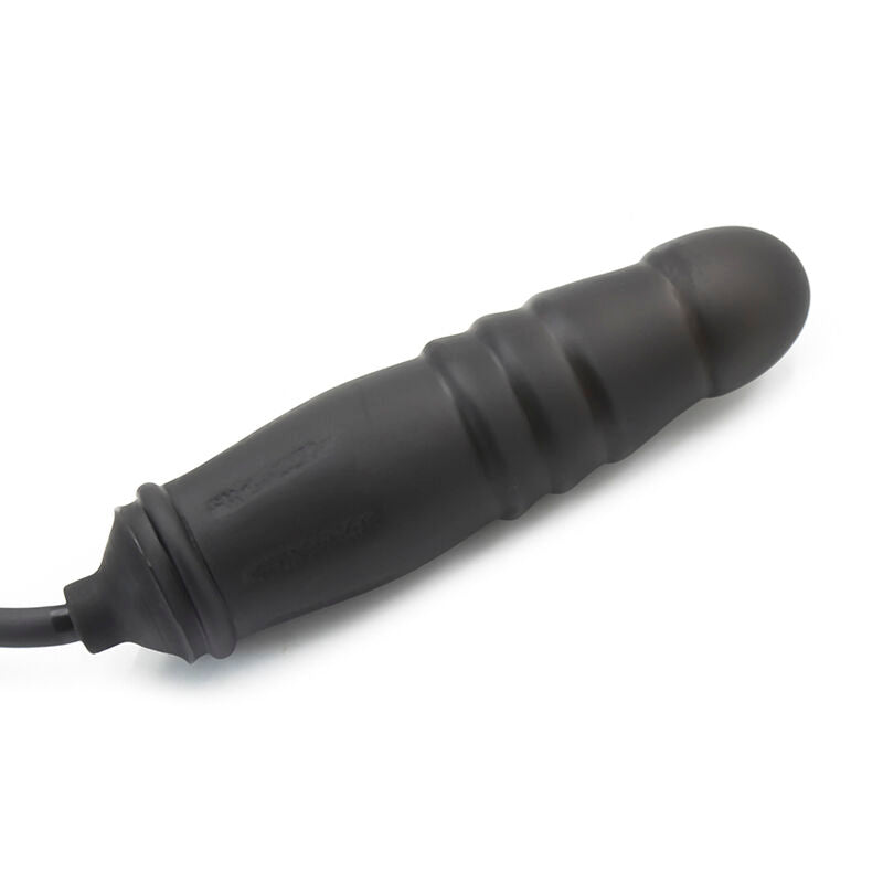 Dildo anale gonfiabile in silicone nero anallergico con pompetta manuale ingrossamento plug 15,4 cm Ohmama Stimulating