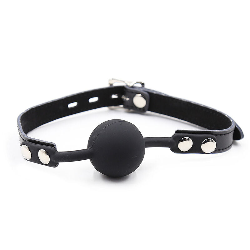 Bavaglio morso trasparente regolabile in similpelle con sfera in silicone diametro 4 cm sicuro per il corpo Ohmama Fetish