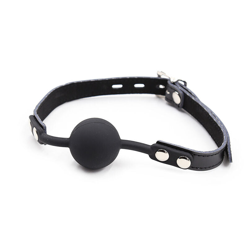 Bavaglio morso trasparente regolabile in similpelle con sfera in silicone diametro 4 cm sicuro per il corpo Ohmama Fetish