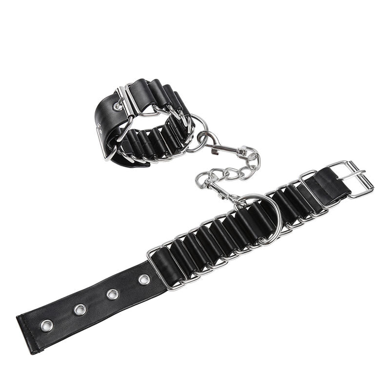 Manette polsiere regolabili in pelle e acciaio con moschettoni fermapolsi a cerniera sicure taglia unica ohmama fetish
