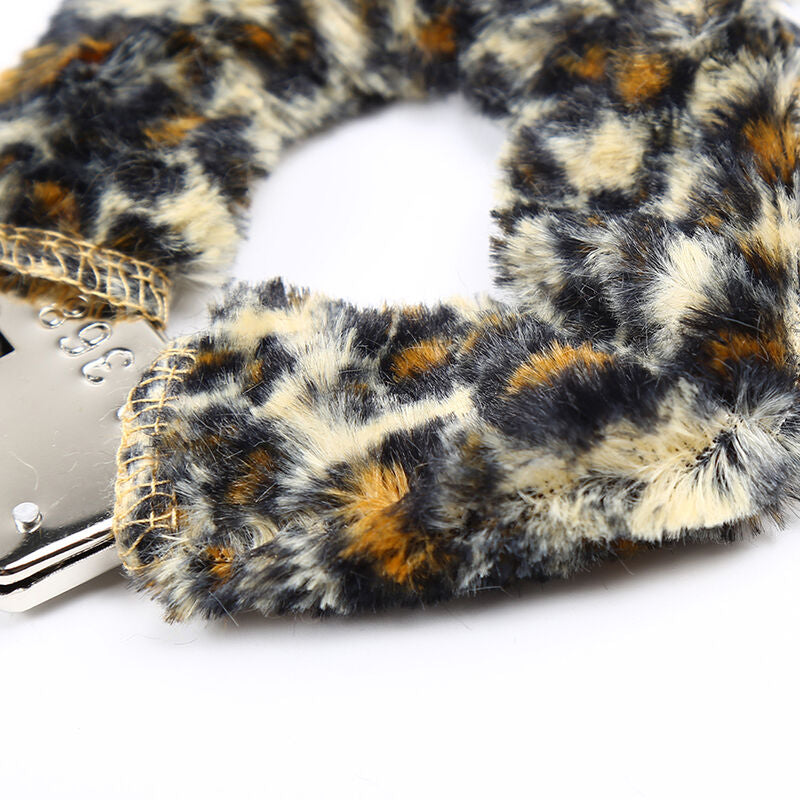 Leopard Velvet Coated Steel Handcuffs Bondage