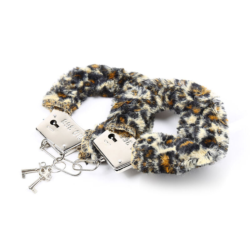 Leopard Velvet Coated Steel Handcuffs Bondage