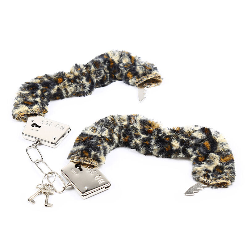 Leopard Velvet Coated Steel Handcuffs Bondage